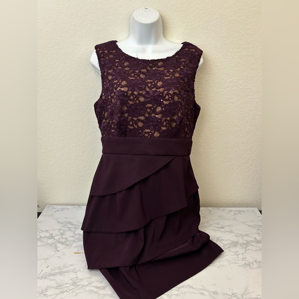 Connected Apparel Woman Purple dress 12 Zip Sleeveless Layered Layered Tier​